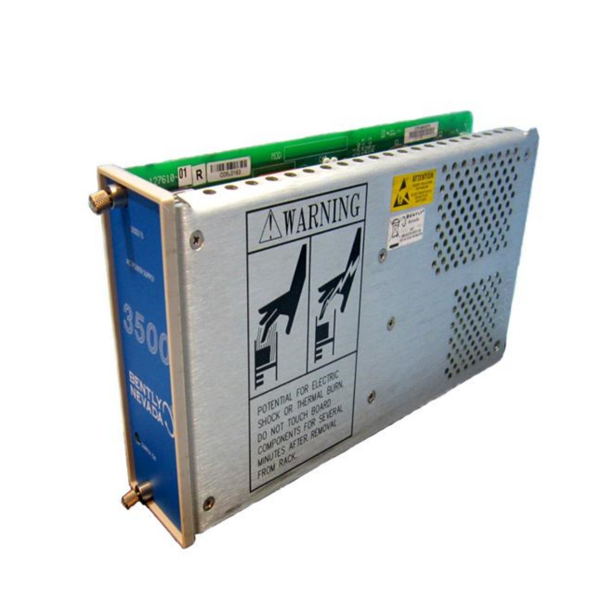 Bently Nevada 3500/15 127610-01 AC Power Supply Module, half-height, wide AC input, powers entire 3500 rack independently for reliable protection.