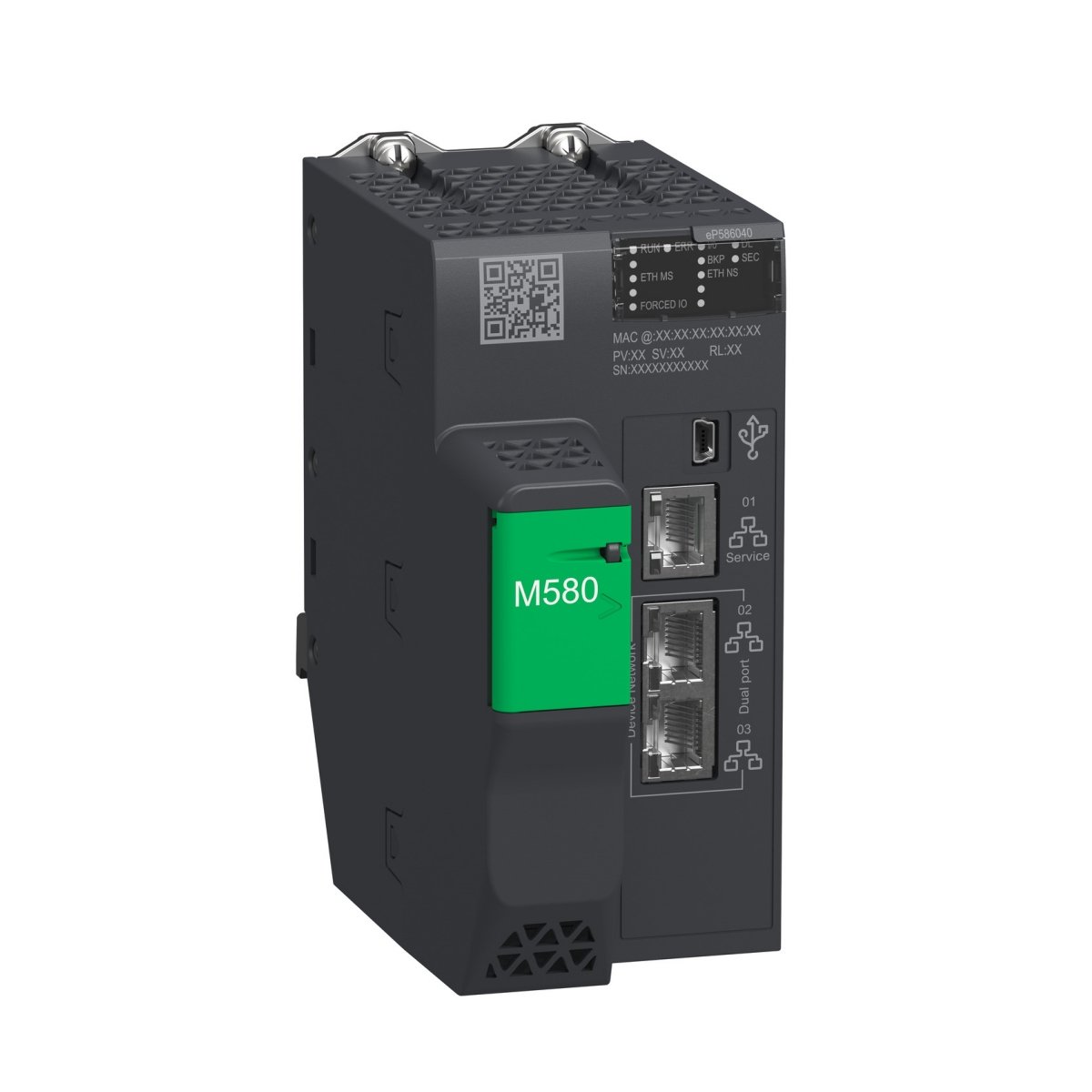 Buy BMEP586040 Modicon M580 processor – 64MB RAM, 61 Ethernet devices, 31 I/O racks, Achilles-certified cybersecurity, made in France.