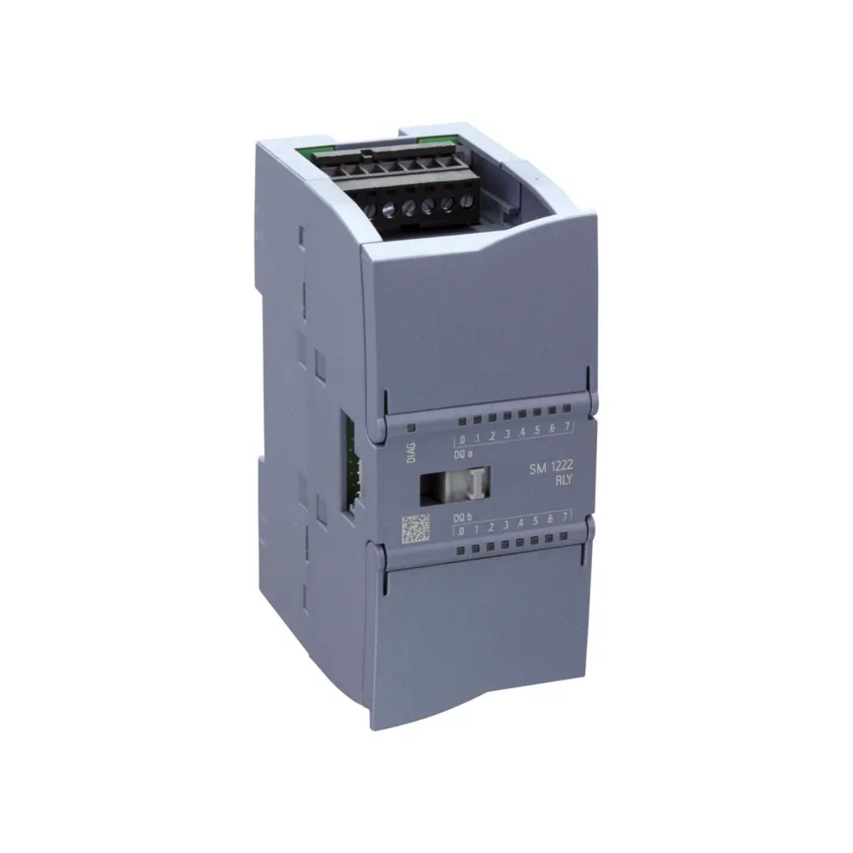 Siemens 6ES7222-1HH32-0XB0 Digital Output Module, 16 relay outputs, 5–30 V DC, 5–250 V AC, 10 A group, 8.5 W power, compact design.