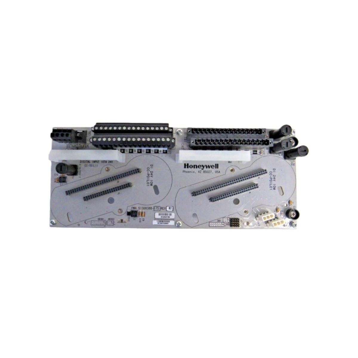 Honeywell CC-TDIL11 digital input module. 24VDC, 32 channels with 4500VAC isolation for redundant IOTA systems. Ensures high availability in critical control applications.