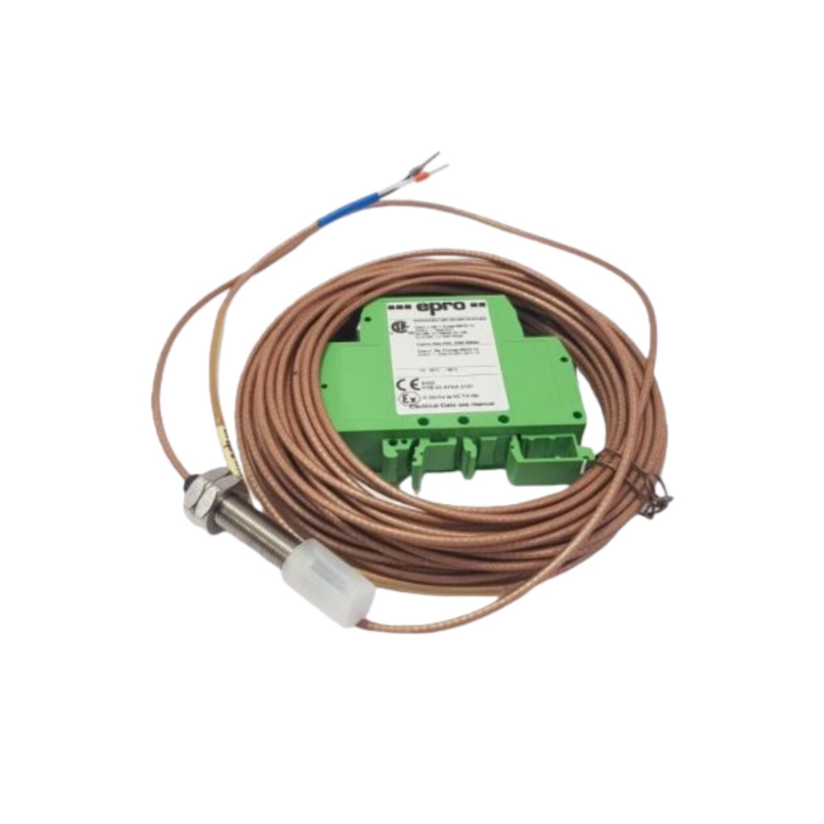 EPRO PR6423/005-001 inductive speed probe sensor. Technical specs for shaft RPM detection, rugged threaded design, and digital pulse output.