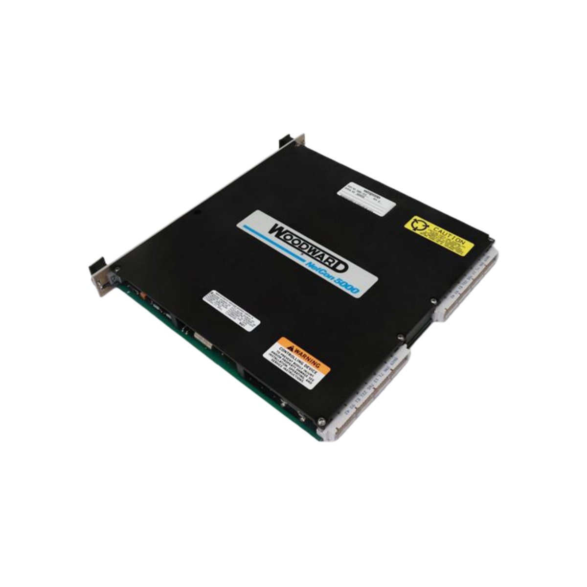 Woodward 5463-034 auxiliary power module. Provides isolated, regulated ±15V/+5V power from 24VDC input for turbine control system electronics.
