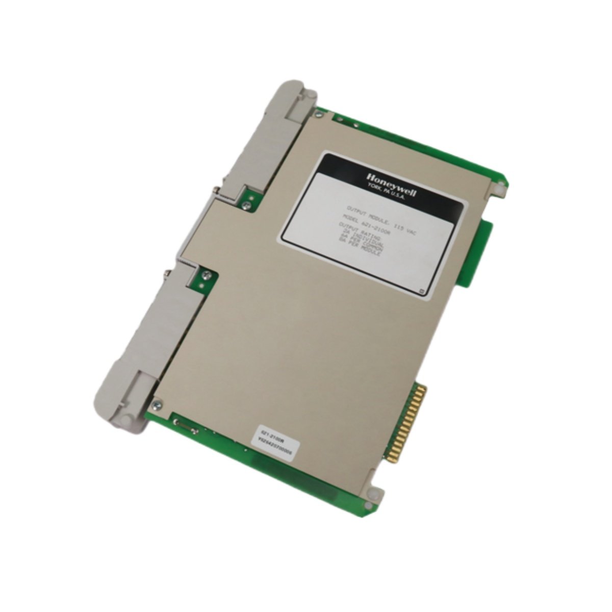 New Honeywell 621-2100R AC output module. Features 8 channels, 115VAC, 2A per output, zero-cross switching. 12-month warranty.