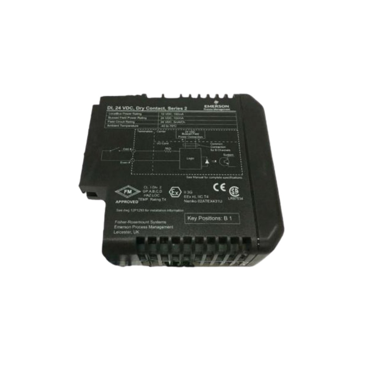Emerson VE4002S1T2B2 (KJ3202X1-BA1) dual-channel redundant analog input for DeltaV DCS. Features high accuracy, fault-tolerant design for critical process control.