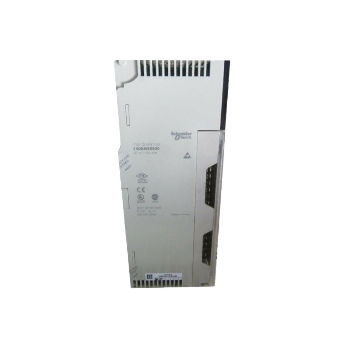 Schneider 140DAI55300 discrete input module. 32 channels, 115V AC, 4 isolated groups, for Modicon Quantum PLC. 0-60°C operating range.