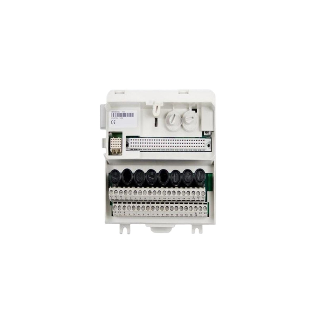 Genuine ABB DSQC201 I/O module for robots. 8x 24V inputs, 7x 24V outputs, DeviceNet interface. Compact design for on-arm or cabinet mounting.