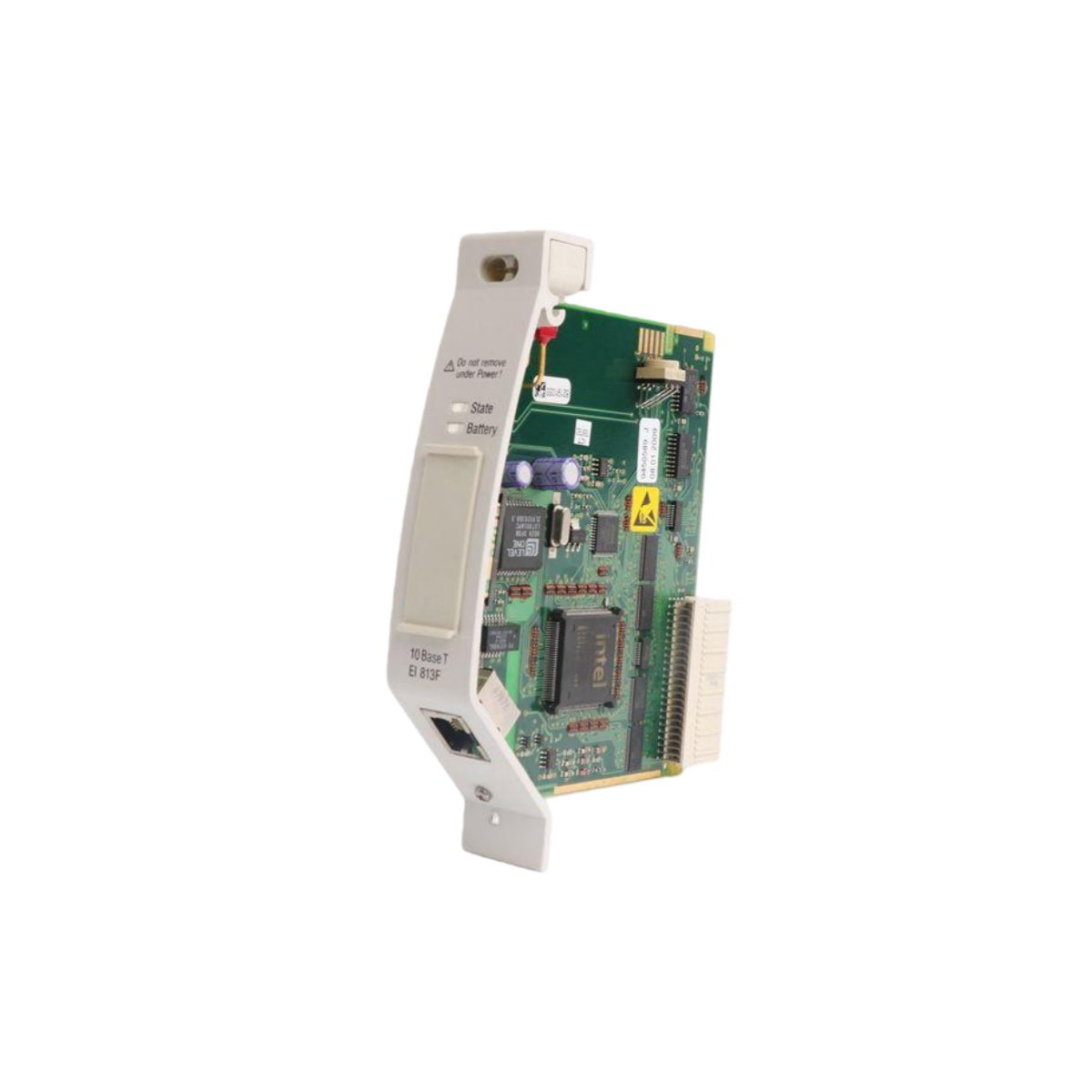 Genuine ABB DSQC205 I/O extension board. 16x 24V inputs, 16x 24V outputs. Plugs directly into IRC5 backplane for easy digital signal expansion.