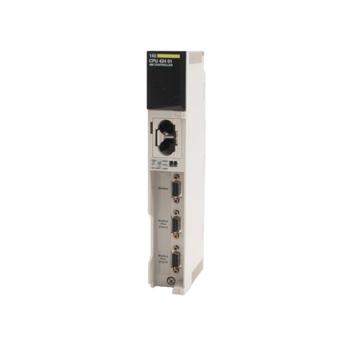 Buy the Schneider 140CPU42401C high-performance CPU module. Features 1 MB RAM, 0.3 µs boolean speed, RS232 & Modbus Plus ports for Modicon Quantum PLCs.