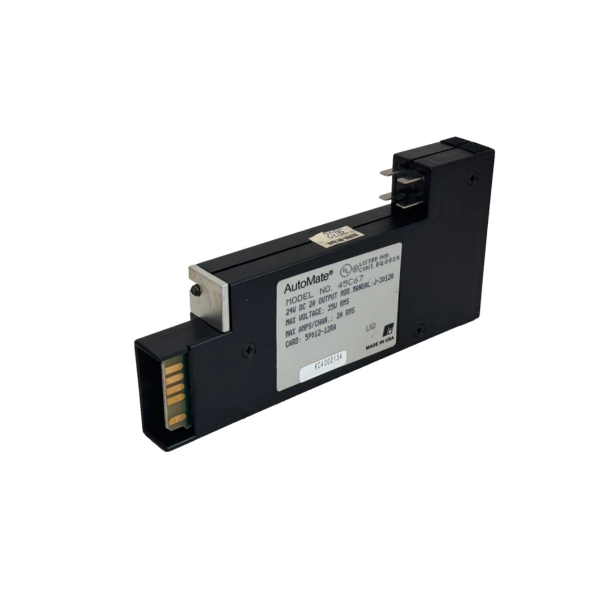 Reliance Electric 45C67 Dual AC Output Module with 2A per channel, 24-240 VAC operation, triac switching, and snubber protection.