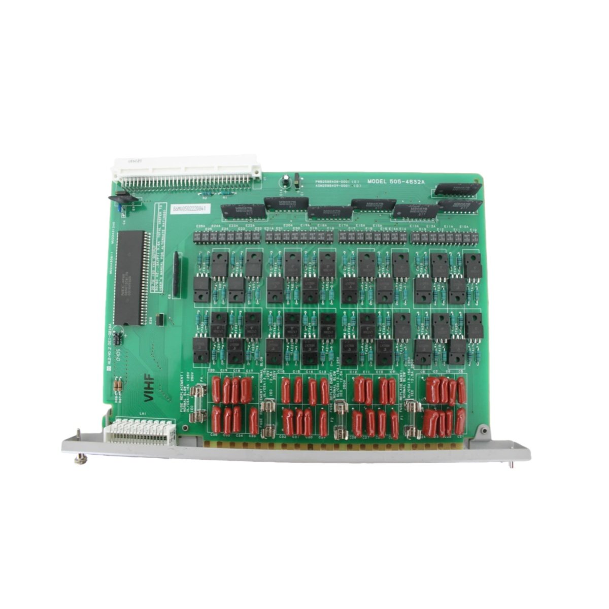 Siemens 505-4632 TI505 digital output module with 32 points and 24-110VAC range. Features optical isolation and suppression circuitry for reliable AC load switching.