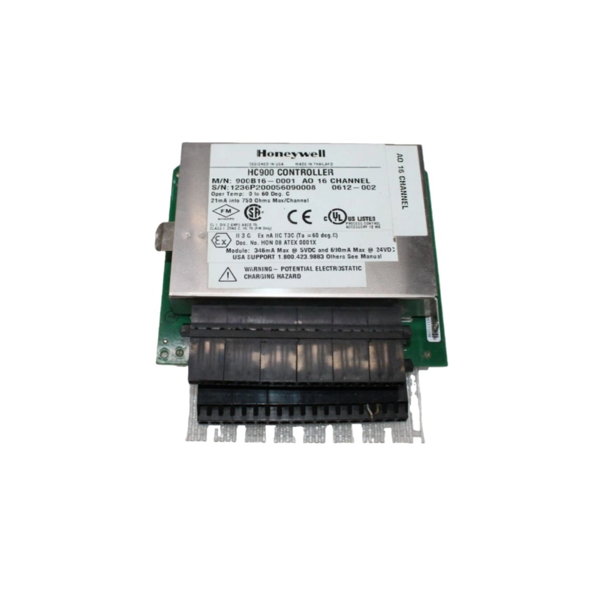 Honeywell 900C53-0001 51500189-0012 analog output module with 8 isolated channels. 4-20mA/0-10V outputs, 16-bit resolution, ±0.05% accuracy.