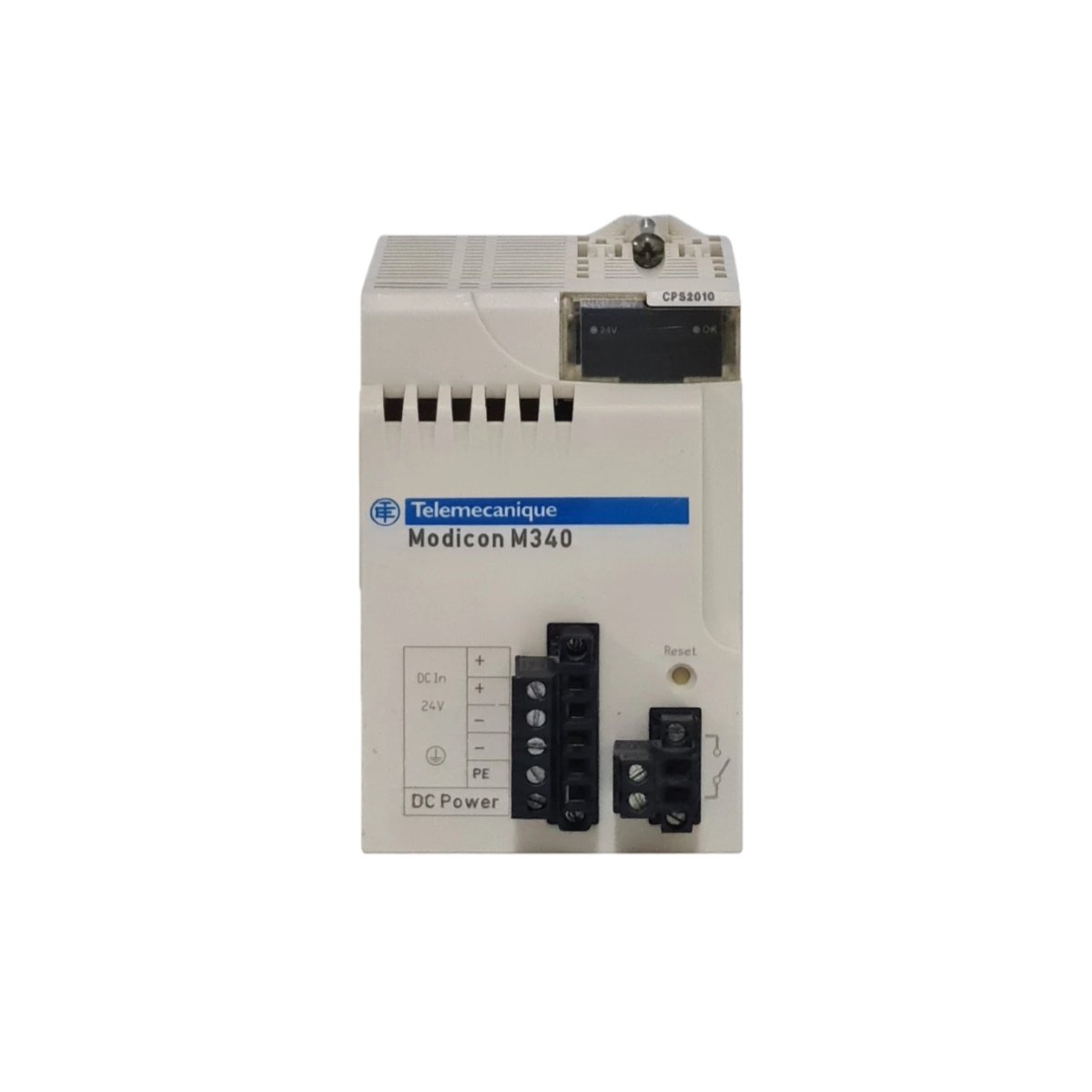 Schneider BMXCPS2010 power supply module delivers 24V DC at 10W. Weighs 0.35 kg with 88% efficiency. Compact for Modicon X80 racks.