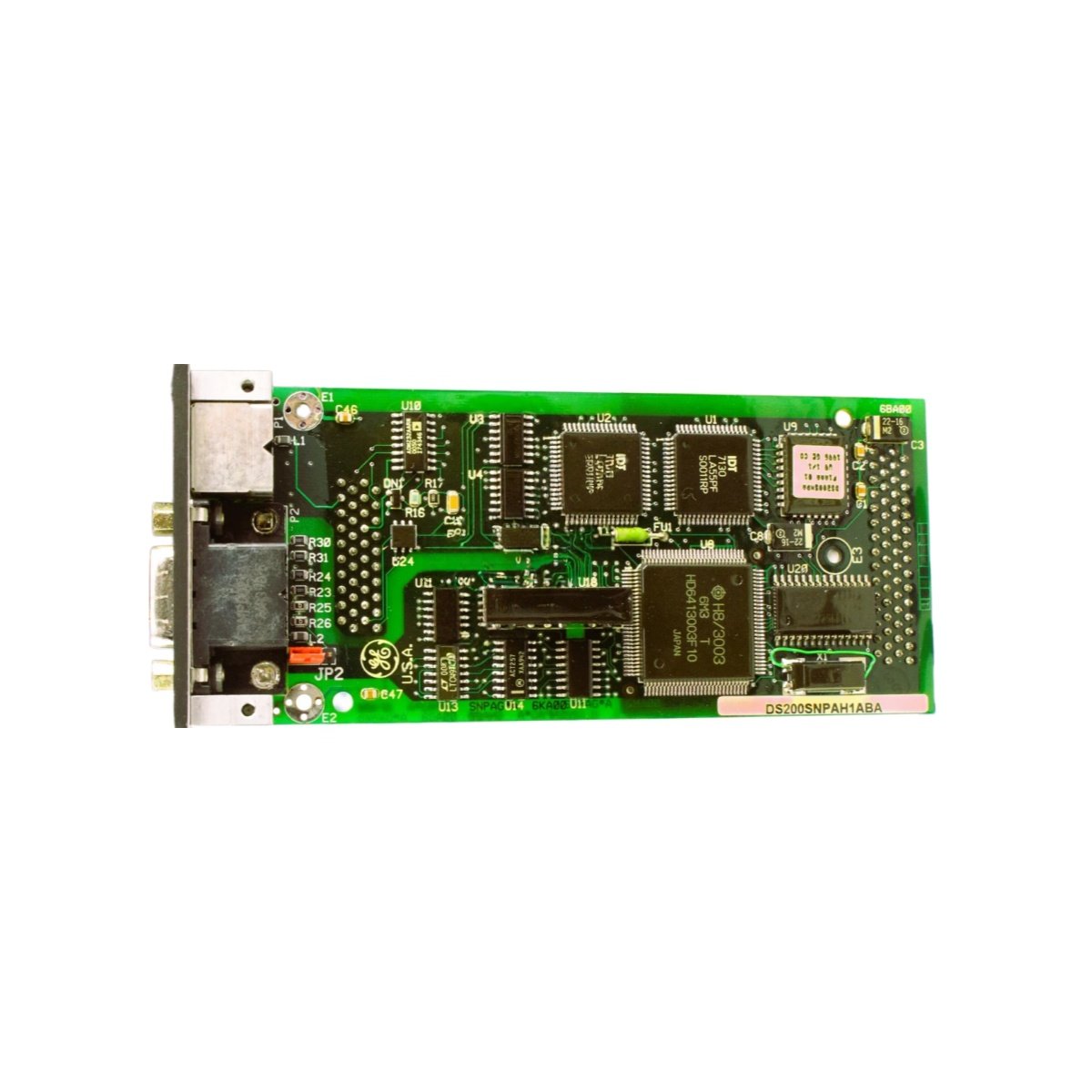 Original GE DS200SNPAH1A DS200SNPAH1ABA Mark V SNP protocol interface card. RS-232 and RS-485 ports with 1500V isolation for legacy HMIs. In stock.