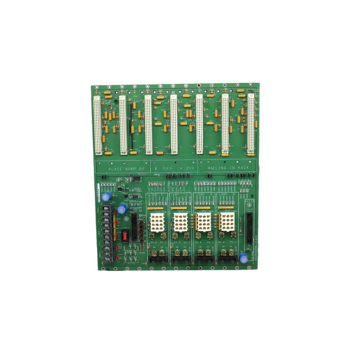 GE DS200VPBLG1A DS200VPBLG1AEE VME backplane board for drive systems. 5V DC, 0.45kg, 8-layer PCB, 10 slots, 16 capacitors. Shop now.