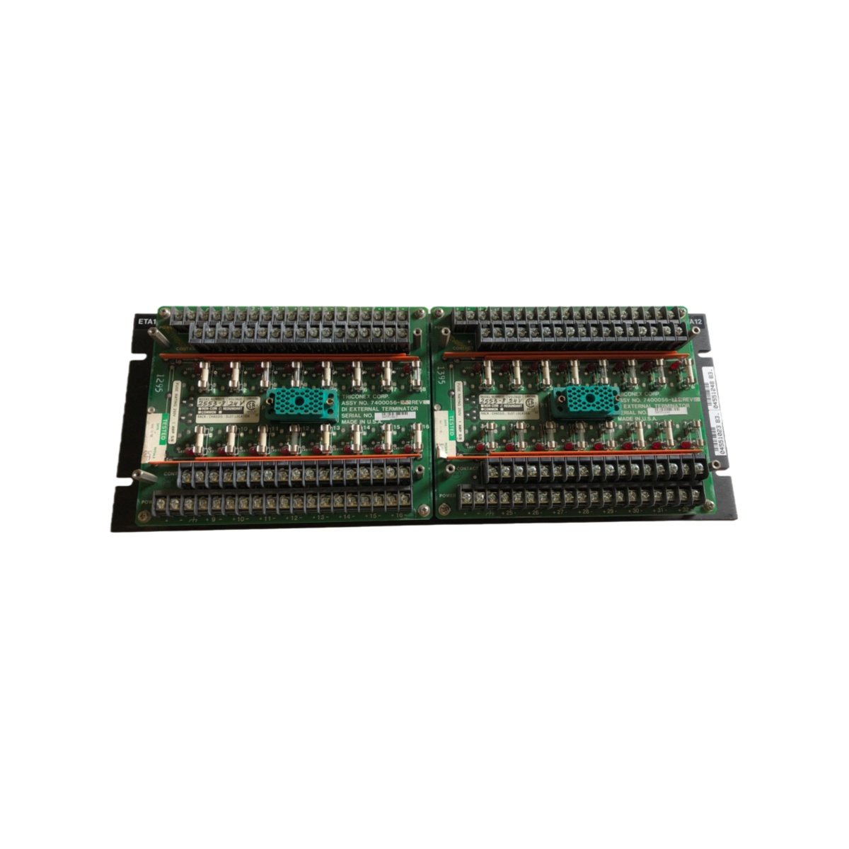Triconex 2553 7400056-380 terminal board with 32 digital input channels. TMR-compatible marshalling for Tricon safety systems.