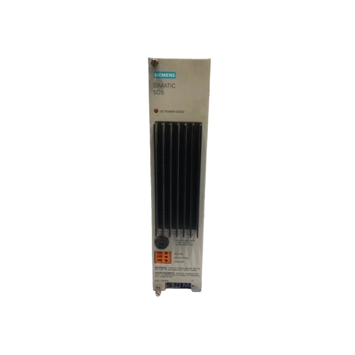 Buy the Siemens 505-6660B SIMATIC TI545 Power Supply Module. Features 5V/15A and 24V/0.5A outputs. Provides overload protection