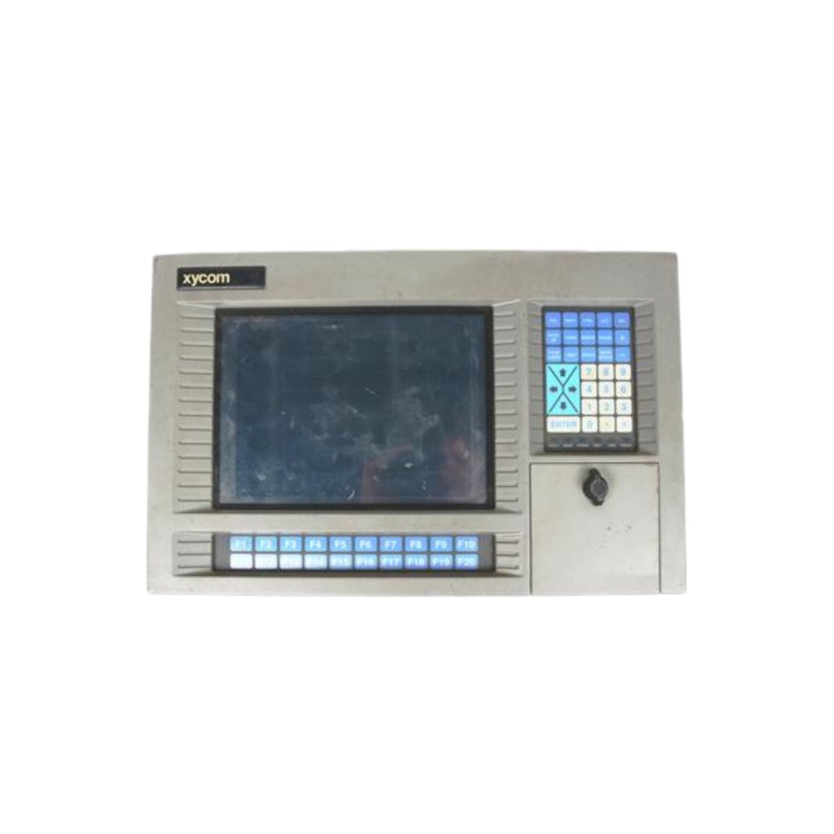Xycom 9475 operator interface panel, 12.1-inch XGA touchscreen, 24 VDC, 2.8A, IP65 rated. Rugged HMI for industrial automation and process control.