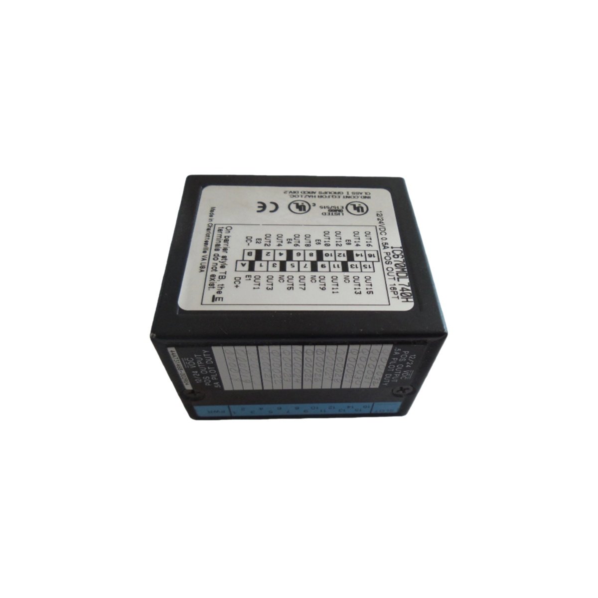 GE Fanuc IC670MDL740 16-point positive logic discrete output module. 0.5A per point, 4A per module, 24VDC. For Field Control systems.