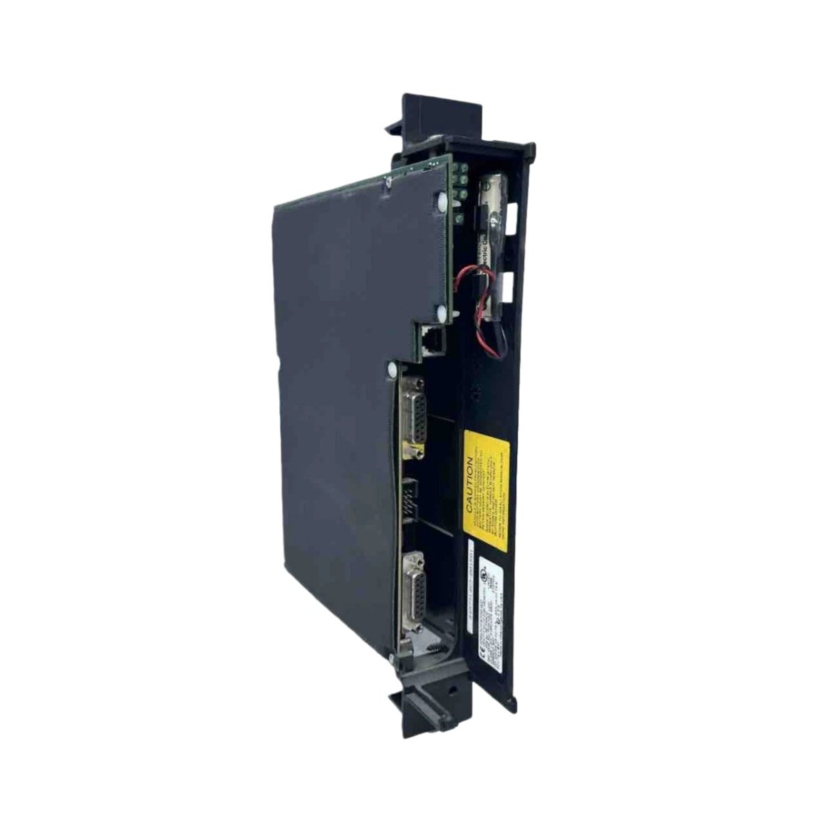 GE IC697CPX772 single slot PLC CPU. Features 32-bit processor, 1MB RAM, 2MB flash, 25MHz speed, Ethernet port, and 1,000-day battery backup