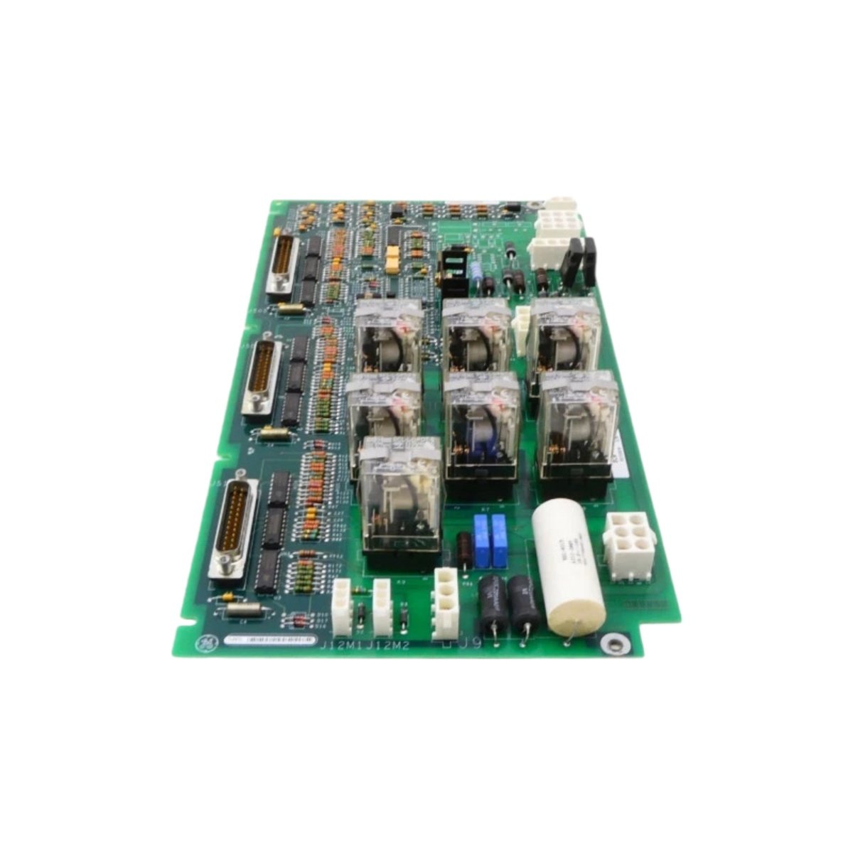 GE IS200EXHSG3AEB relay driver board. Features 12 channels, 250mA per channel, optocoupler isolation, 0.68kg weight, and flyback diode protection