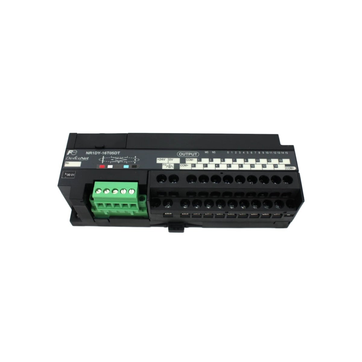 FUJI NR2DY-32T05DT digital I/O module with 16 inputs and 16 outputs. Compact design for Micro-SX PLC control system space optimization.