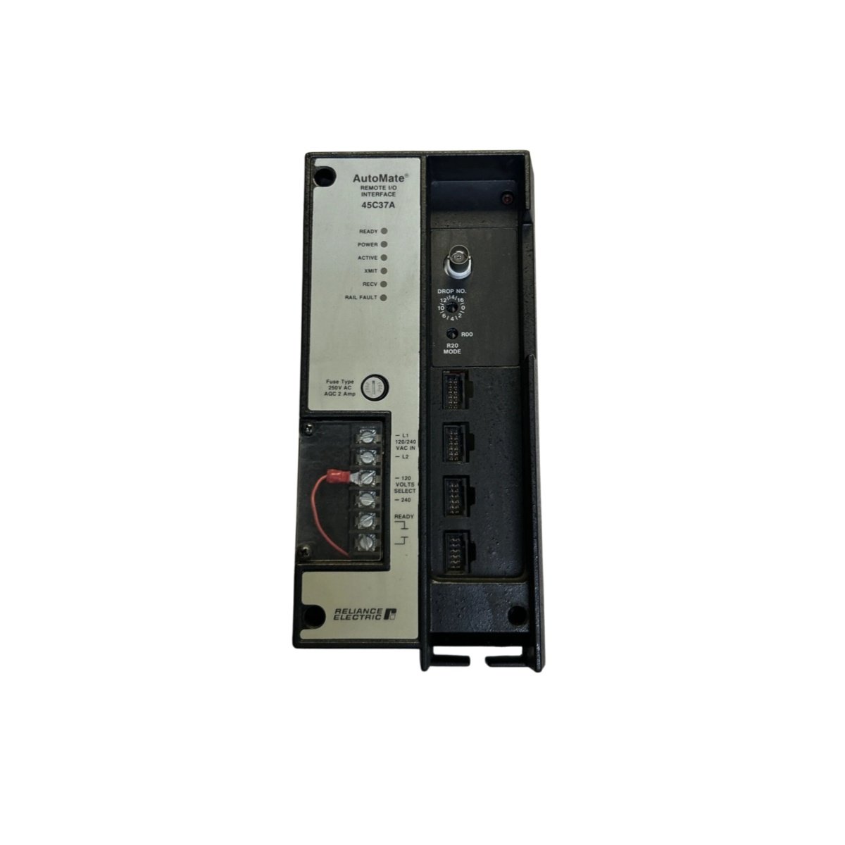 Reliance Electric 45C37A AutoMate Remote I/O Interface with high-speed communication, compact design, stable PLC connectivity, and detailed industrial automation specifications.