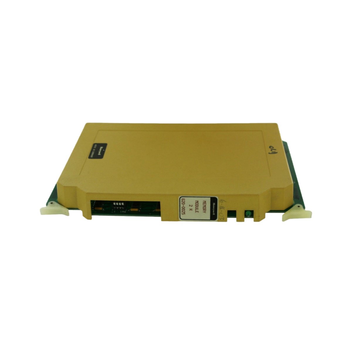 Honeywell 620-0025 memory module, 2k CMOS RAM for IPC 620 PLC, program retention with battery backup, legacy industrial control spare.