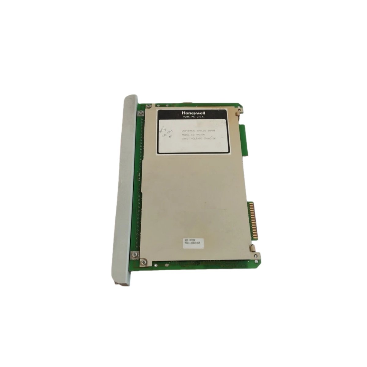 Honeywell 621-0020 universal analog input module with 8 isolated channels, 16-bit resolution, ±0.1% accuracy, Modbus RTU, and thermocouple/RTD support.