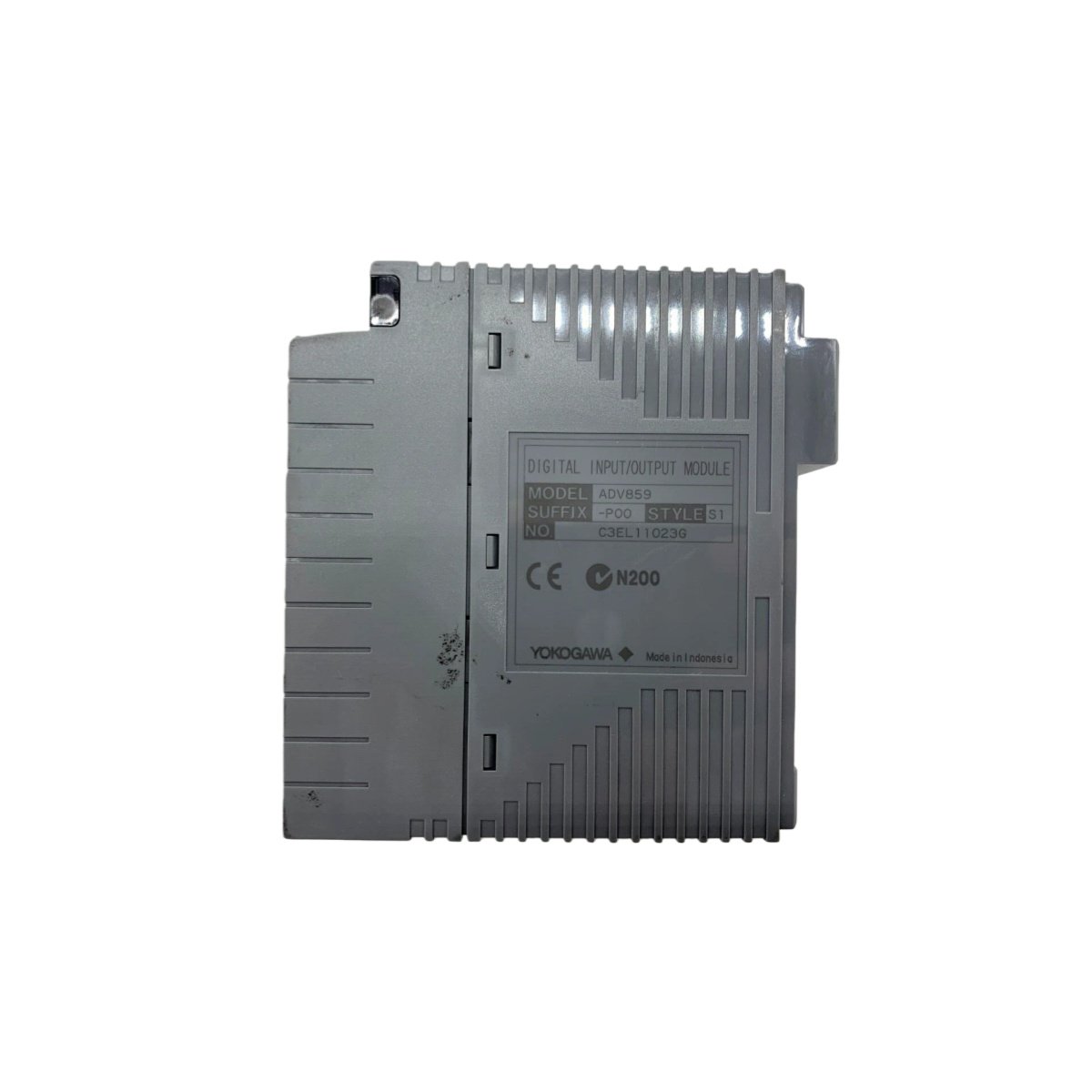 Yokogawa ADV859 Digital I/O Module with 32 DI, 32 DO, 64 channels, 24V DC operation, optical isolation, compact dimensions, and reliable DCS integration.