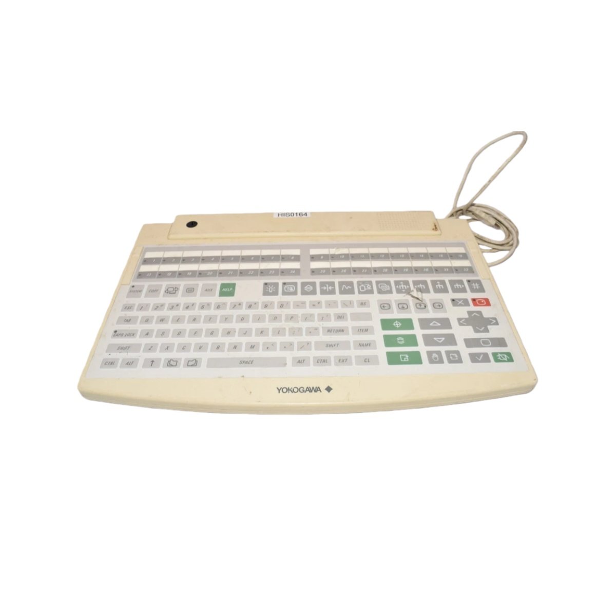 Yokogawa AIP827-2 USB operation keyboard for CENTUM VP/CS 3000 with 32 function keys, IP54 rating, and 2.5 kg weight.