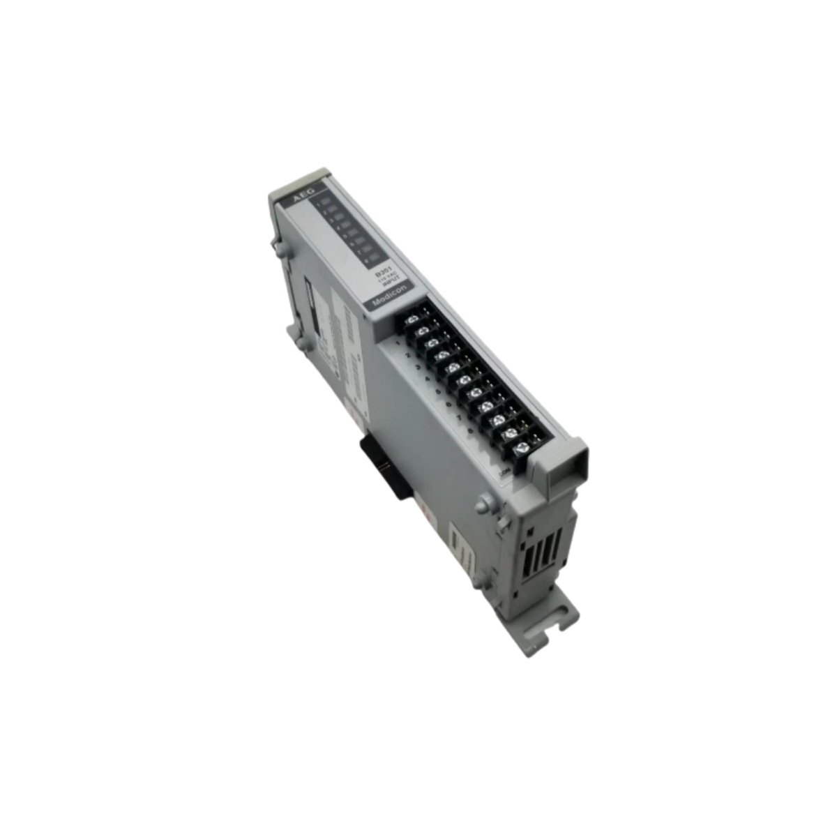 Schneider ASB351001 analog input module offers 8 isolated 4-20mA channels with 12-bit resolution for Modicon PLCs. DIN-rail mount.