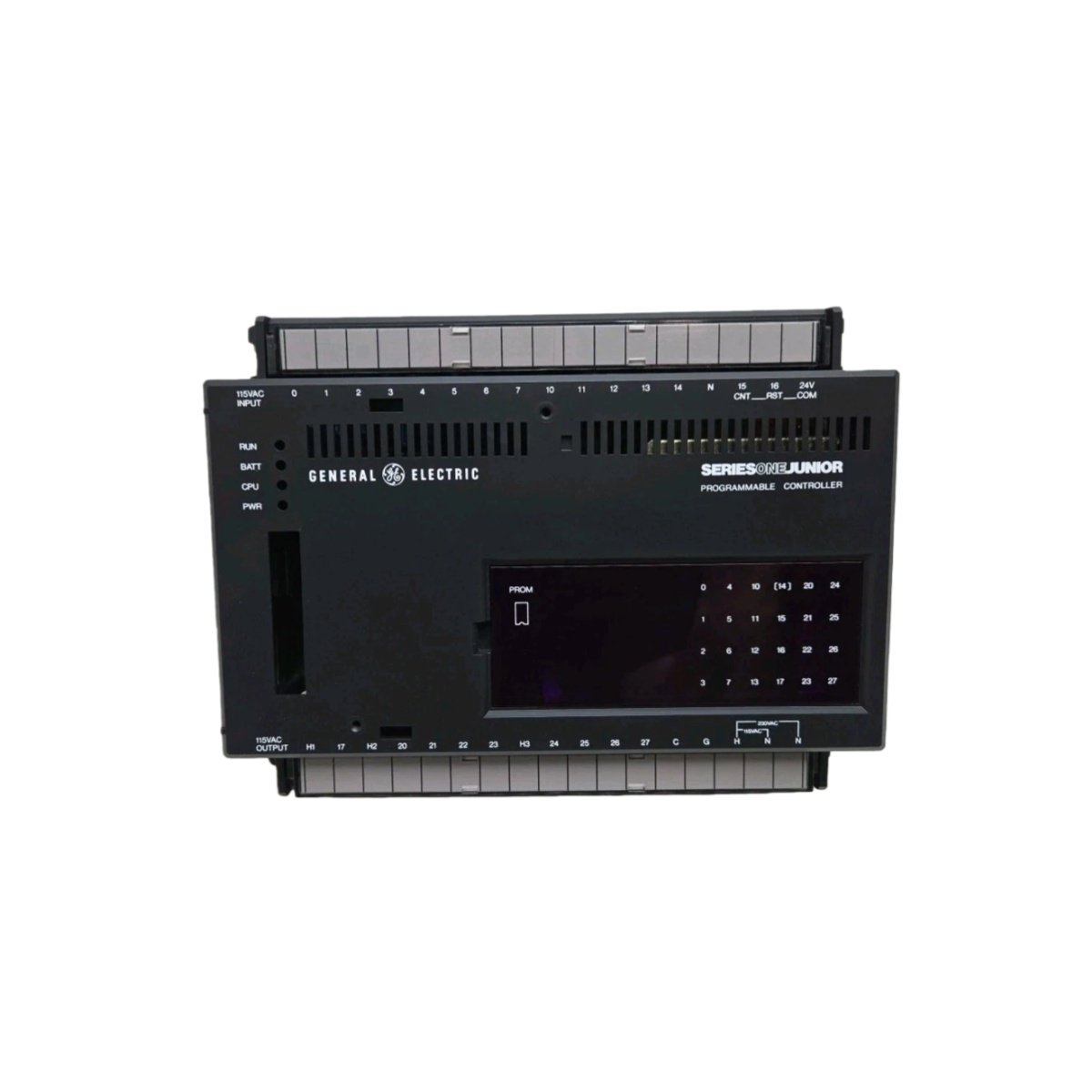 GE IC609SJR100 output programmable controller with 24 channels, 24V DC at 1.0A, and individual fuse protection. Reliable discrete output