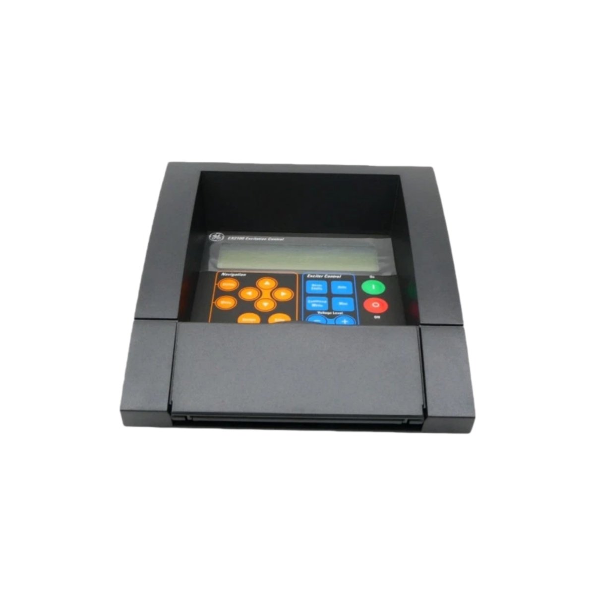 GE IC752SPL014 14.1-inch operator interface module with XGA touchscreen, Ethernet, serial, and fieldbus options. NEMA 4-rated HMI for industrial control.