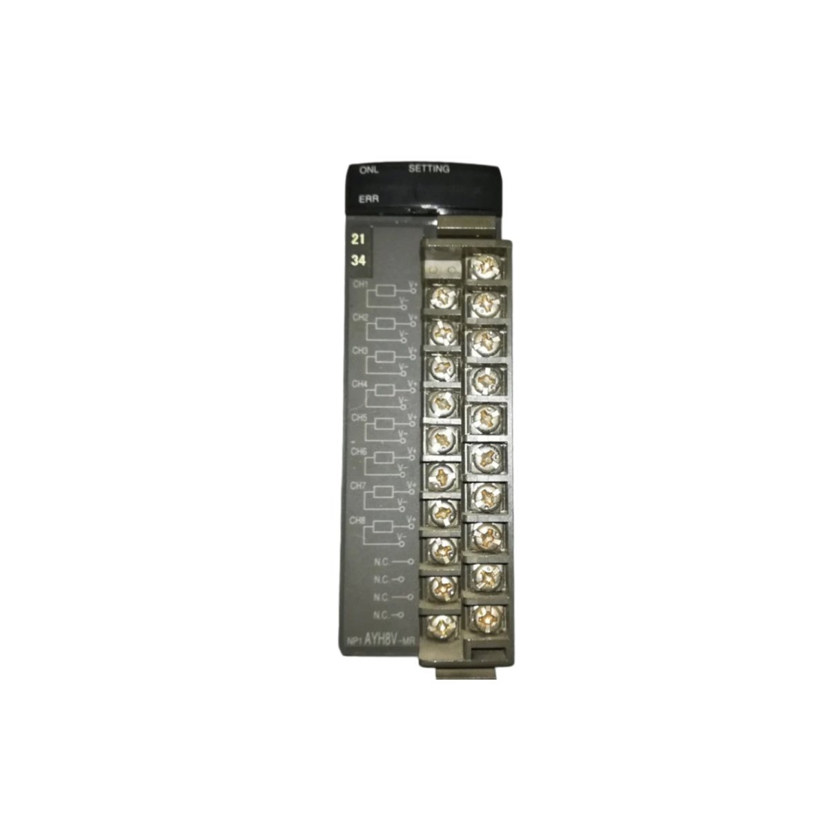 Fuji NP1AYH8VHR-MR Analog Output Module offers 8 isolated channels with ±0.1% accuracy, 16-bit resolution, and ±10V output for SPH PLCs.
