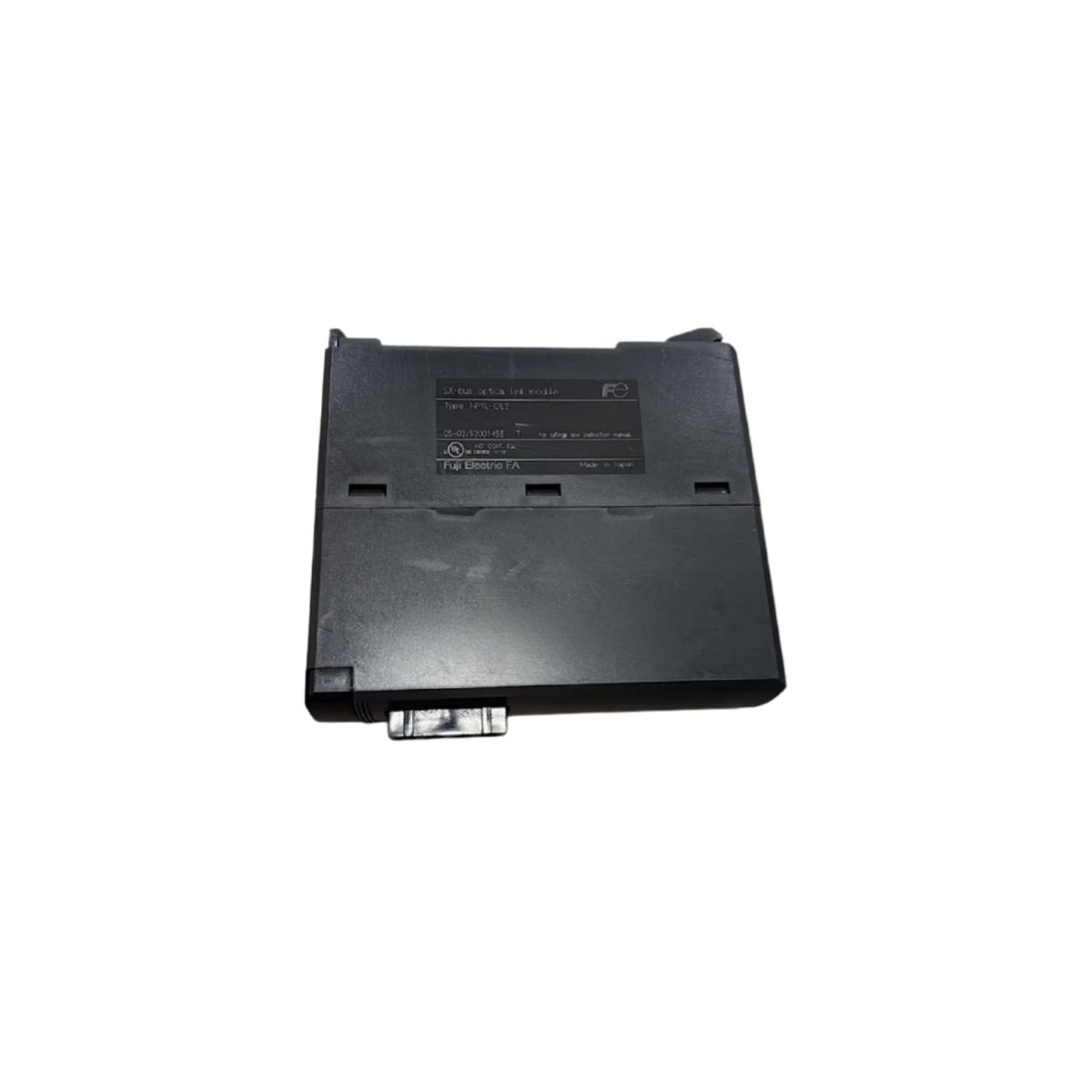 Fuji NP1L-OL2 optical converter module for MICREX-F. 2 fiber ports, 2km distance, 9.6kbps-1.5Mbps, RS-485 interface. Industrial fiber converter with CE and UL. 