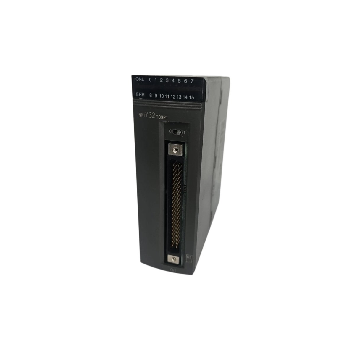 Fuji NP1Y32T09P1 digital output module for MICREX-F. 32 transistor outputs, 0.5A per channel, short-circuit protection. Industrial PLC output module with CE, UL.