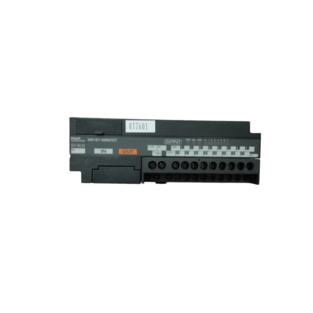 Fuji NR1TY-08R07DT Remote Module offers 8 digital inputs, 7 relay outputs, and 1 analog output for T-Link distributed I/O systems. Compact 75 x 90 x 60 mm design.