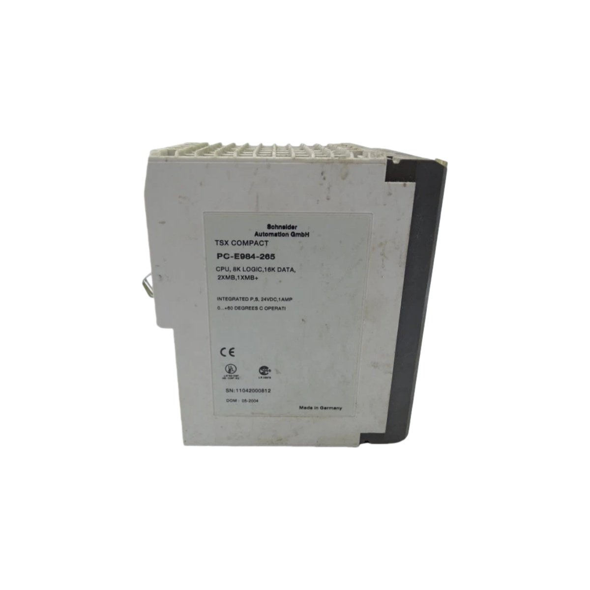 Schneider PCE984265C TSX Compact CPU. 512K memory, 2 Modbus + 1 Modbus Plus port, conformal coating, -40 to 70°C. For harsh industrial environments.