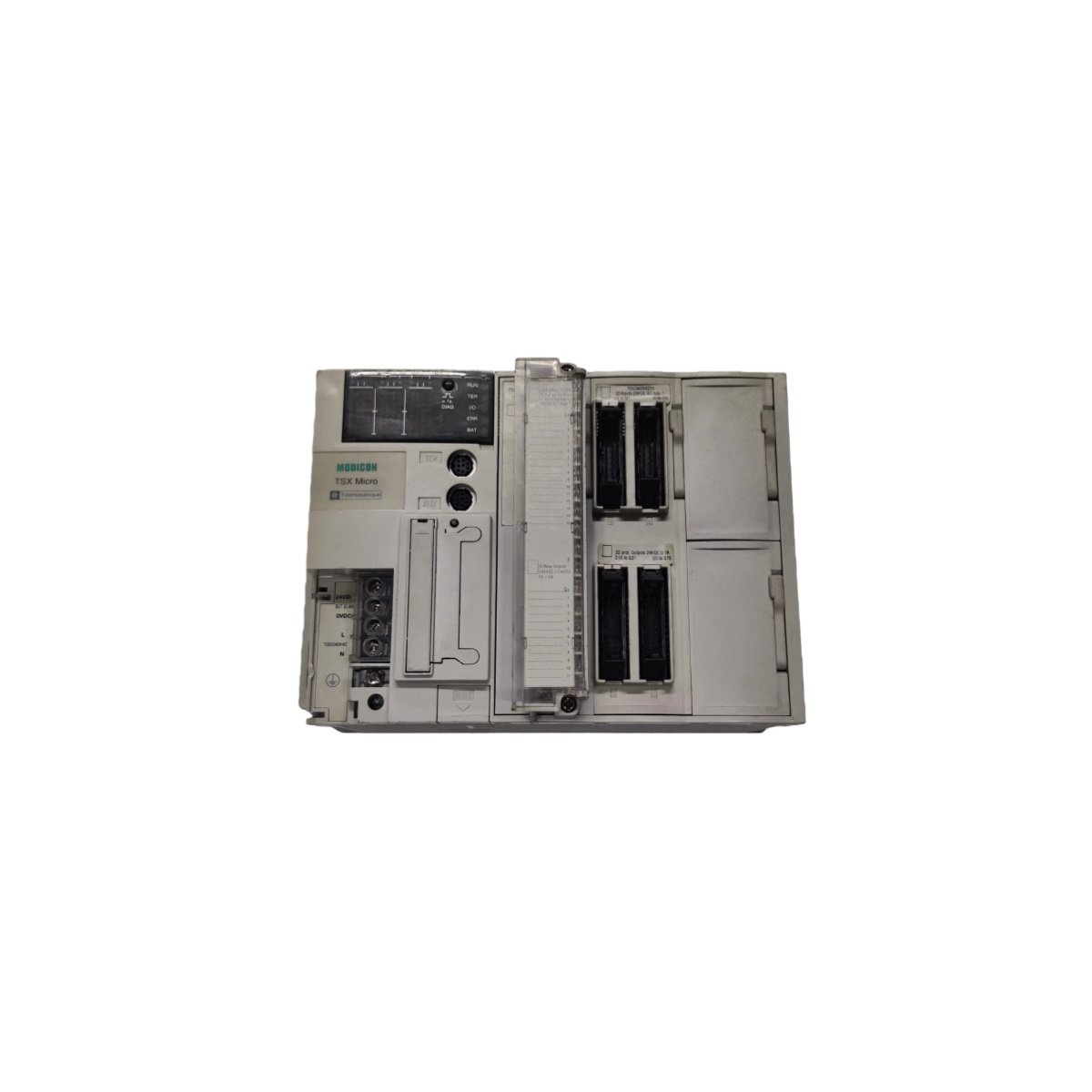 Schneider TSX3722001 Modicon Premium base controller with 40MHz processor, 128KB user memory, and supercapacitor backup. 28 I/O and Modbus-ready.