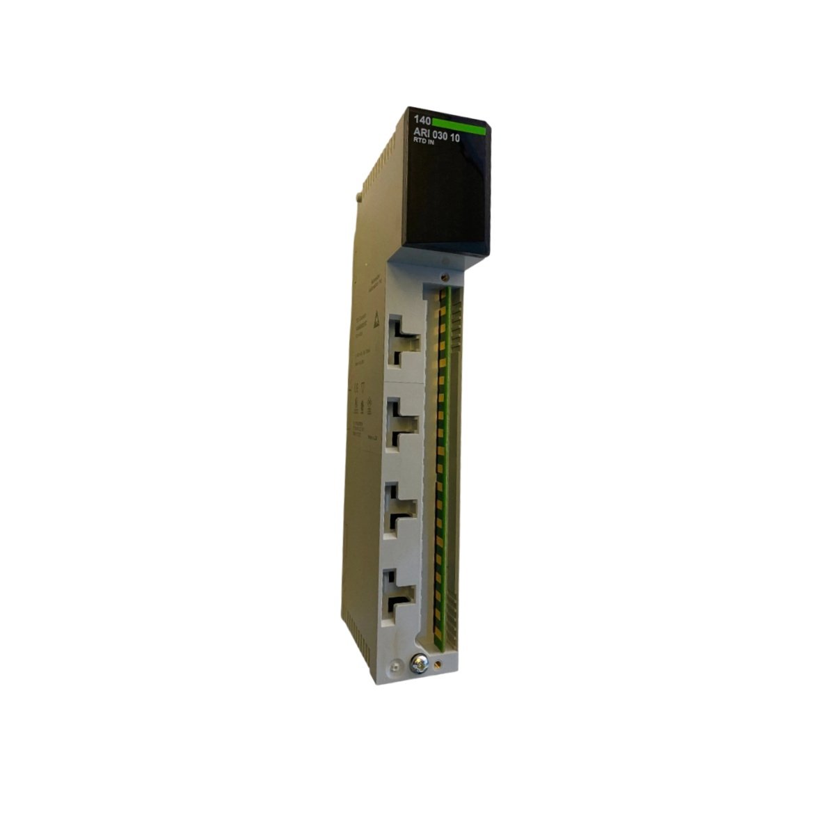 Schneider 140ARI03010C 8-channel analog input. 16-bit resolution, 4-20 mA, 10 ms conversion. 360 mA, 0.95 kg. Quantum I/O.