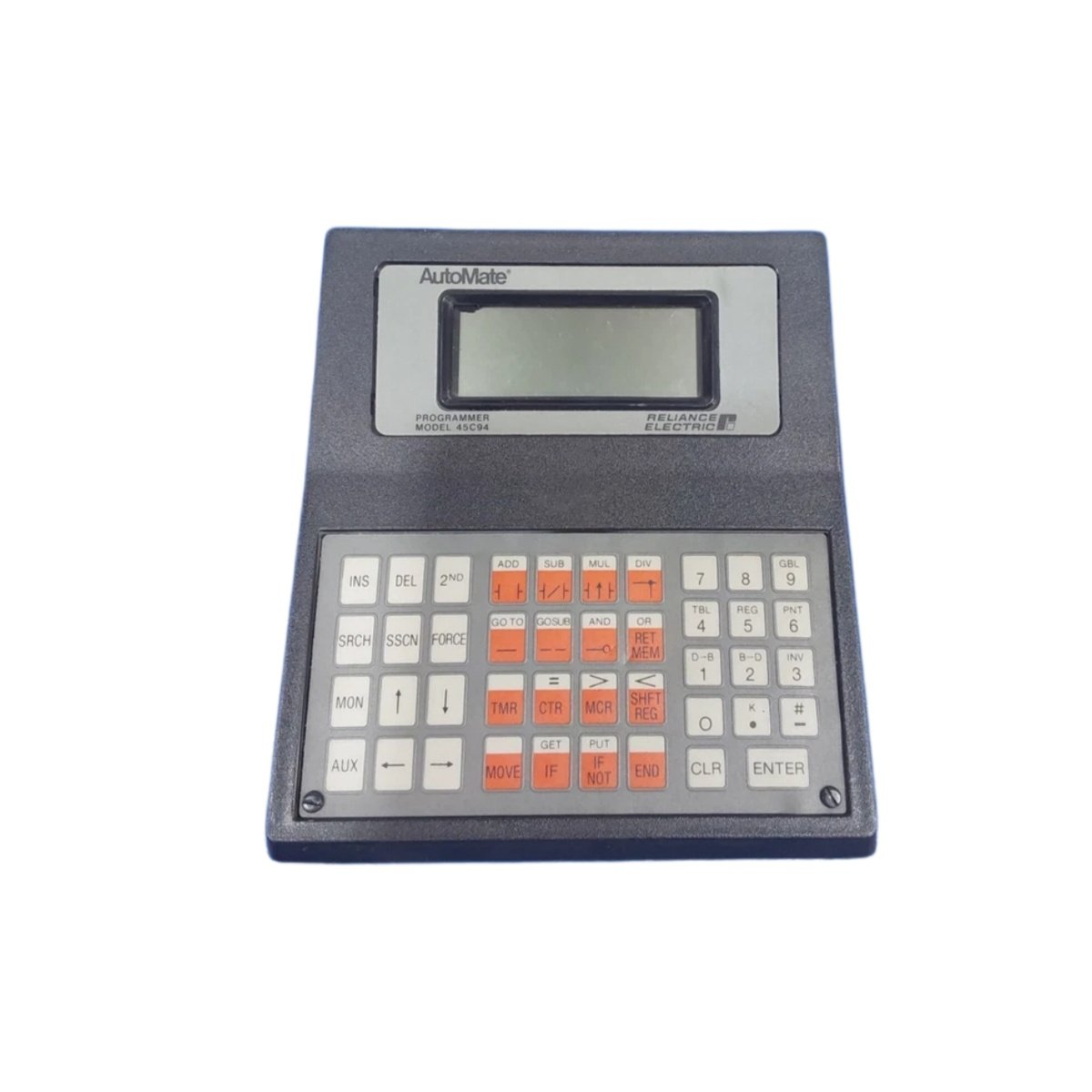 Reliance Electric 45C28 communications module with RS-232 and RS-485 ports, Modbus RTU/DF1 support, 19.2 kbps, 500V isolation, and diagnostic LEDs