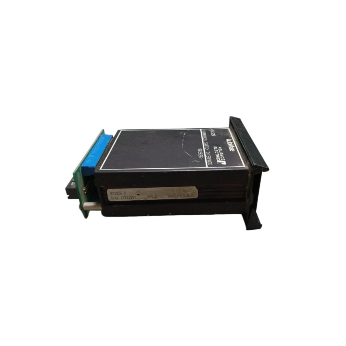 Reliance Electric 45C630 counter module with 2 independent 32-bit channels, 100 kHz quadrature input, 1500V isolation, and programmable filtering for encoder feedback.