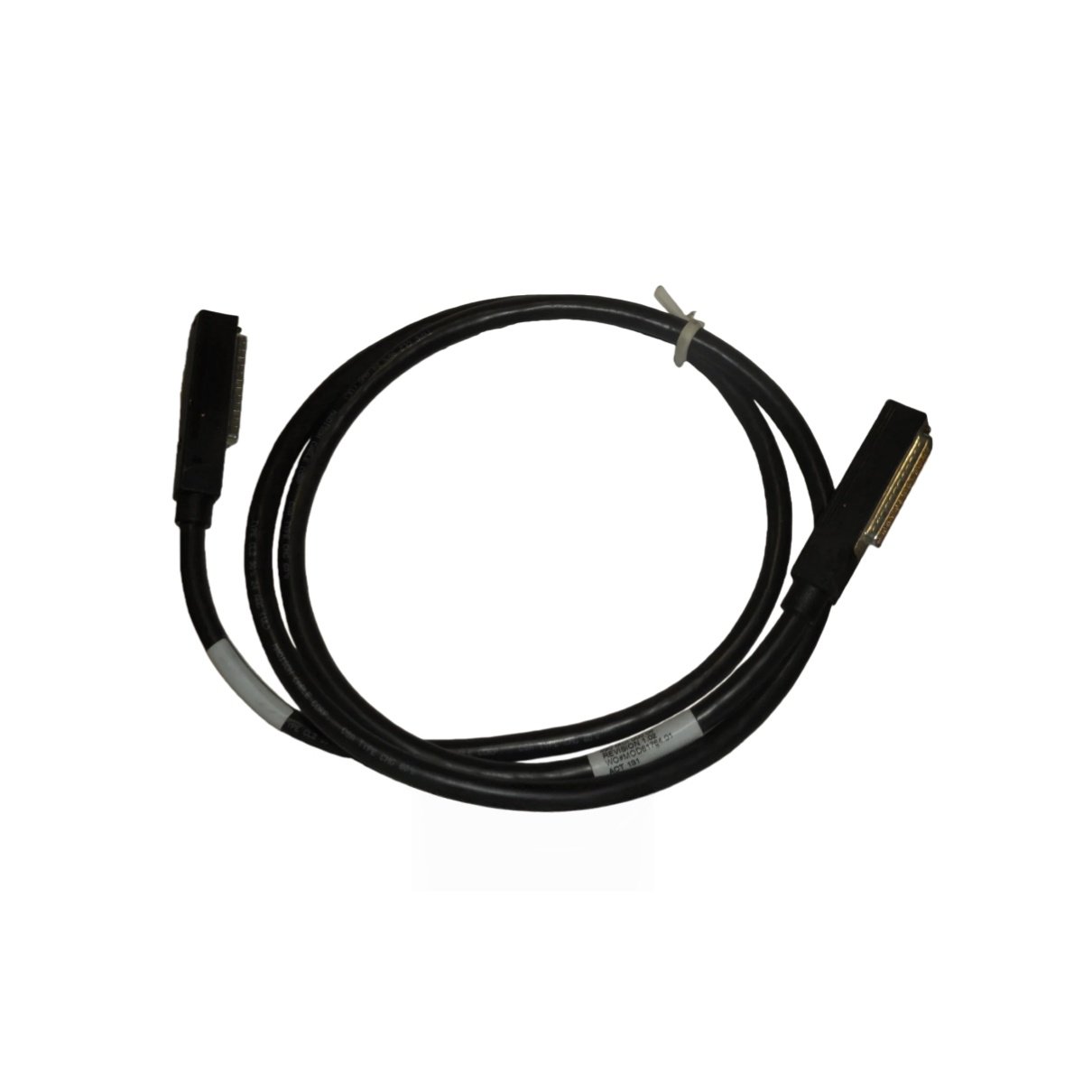 Schneider 690MCI00006 Cable Module with 50-pin D-sub connectors, 1.5m length, 28 AWG conductors, and gold-plated contacts for Quantum I/O systems.