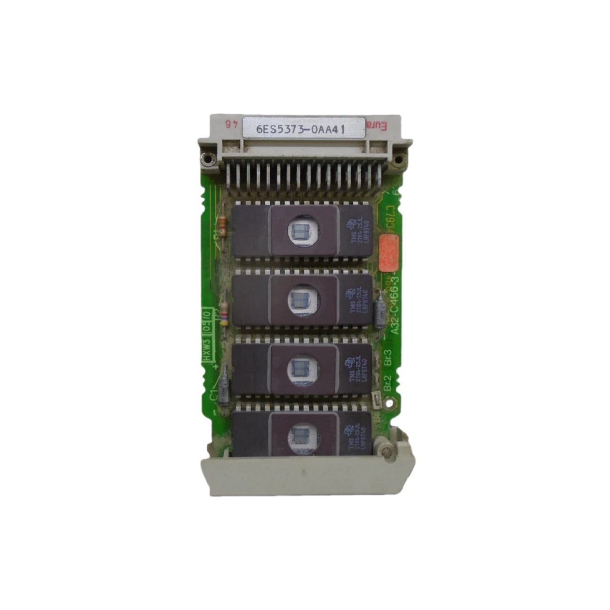 Siemens 6ES5373-0AA41 memory module for SIMATIC S5, 4KB battery-backed RAM, 120ns access, 25mm width, and 2-year data retention.