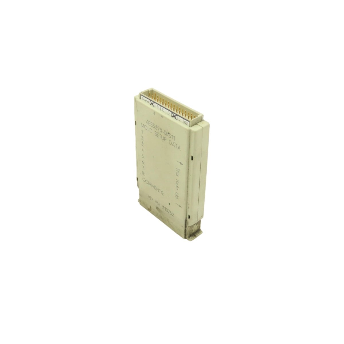 Siemens 6ES5398-0KS11 memory card for S5 PLC, 8KB EPROM, 10-year retention. Portable program storage for industrial controllers.