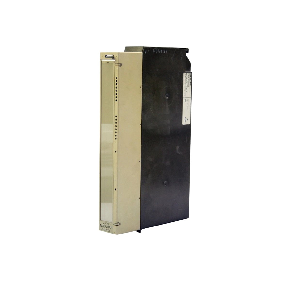 Siemens 6ES5482-7LF11 digital I/O module for SIMATIC S5-115U. 32 inputs/32 outputs, 24V DC, 0.5A per channel. Compact legacy PLC component.