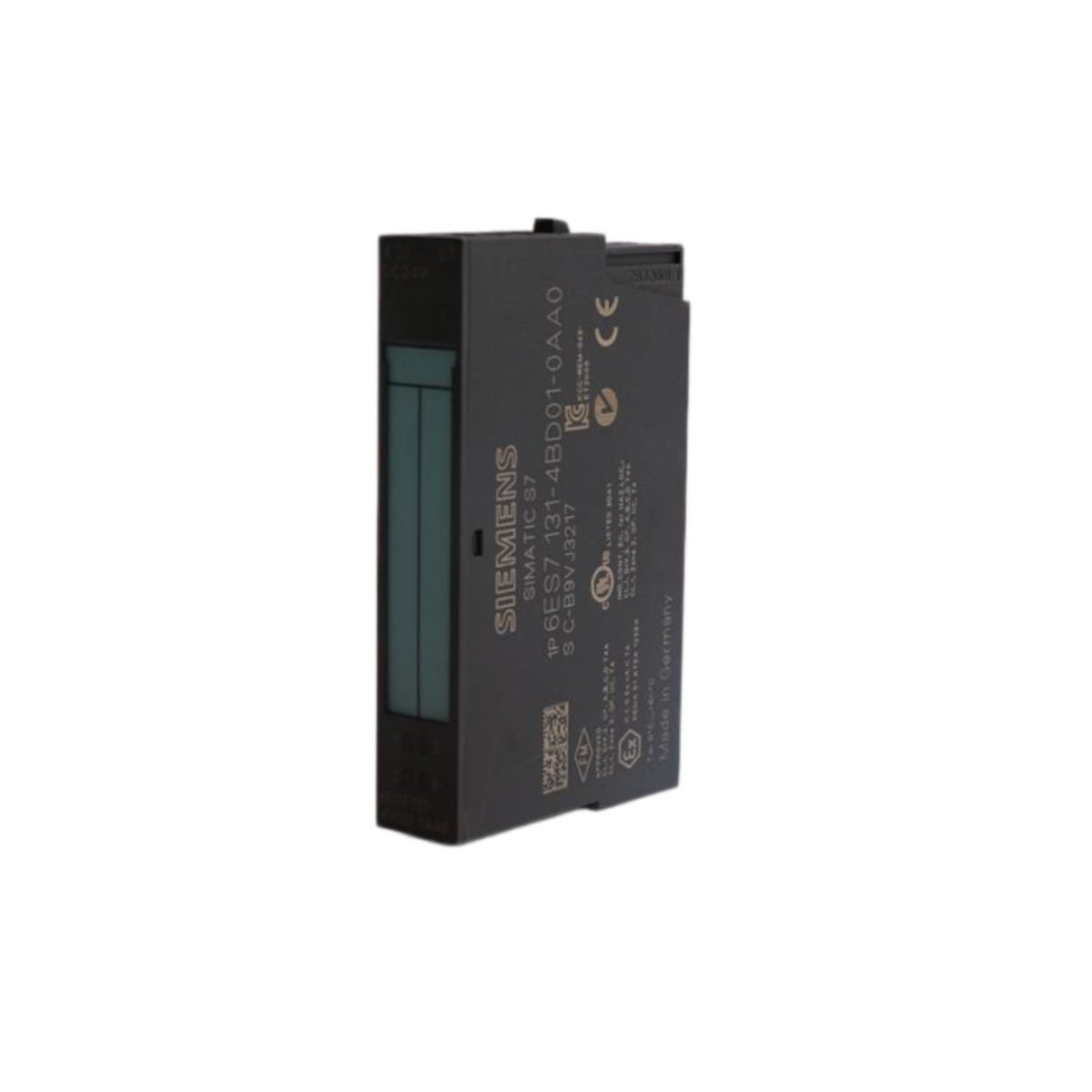 Siemens 6ES7131-4BD01-0AA0 SIMATIC DP digital input module with 4 channels, 24 VDC, optical isolation, and ET 200S system compatibility.