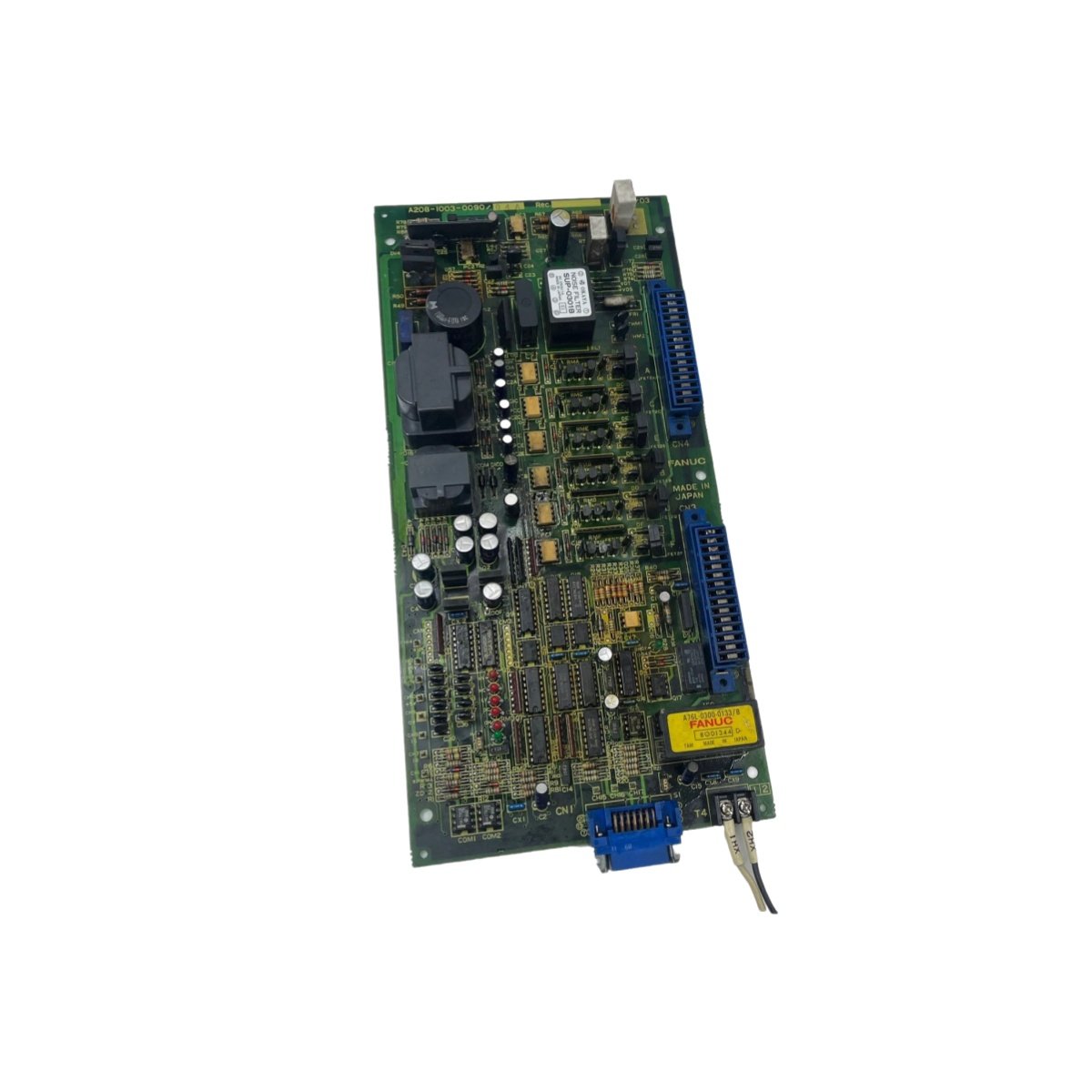 GE A20B-I003-0090/04A servo drive top board for FANUC-compatible systems. 32-bit processor, 512KB SRAM, ±10V command, precise motion control.