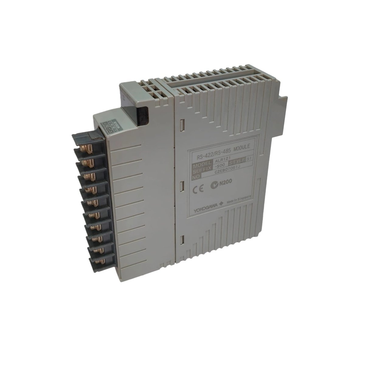 Yokogawa ALR121-S00 serial communication module with RS-232 and RS-422/485 ports, 38.4 kbps, 1200-meter distance, and MODBUS/ASCII support.