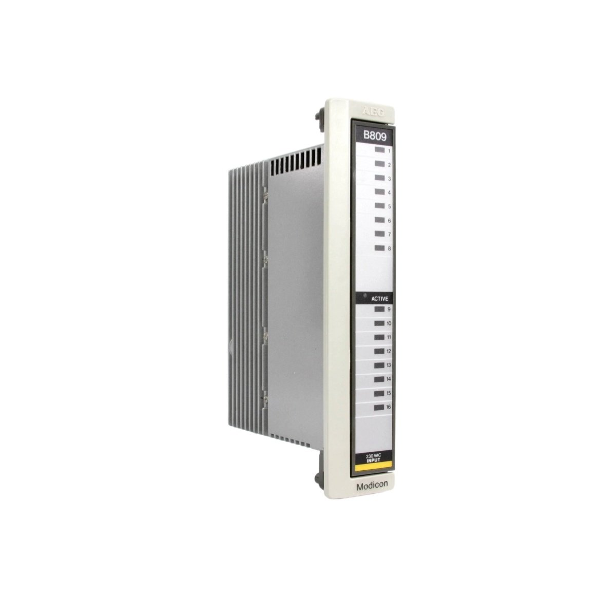 Schneider ASB809016 discrete input module for Modicon 800 Series. 16 channels, industrial sensors, legacy PLC component.Brand: Schneider Electric